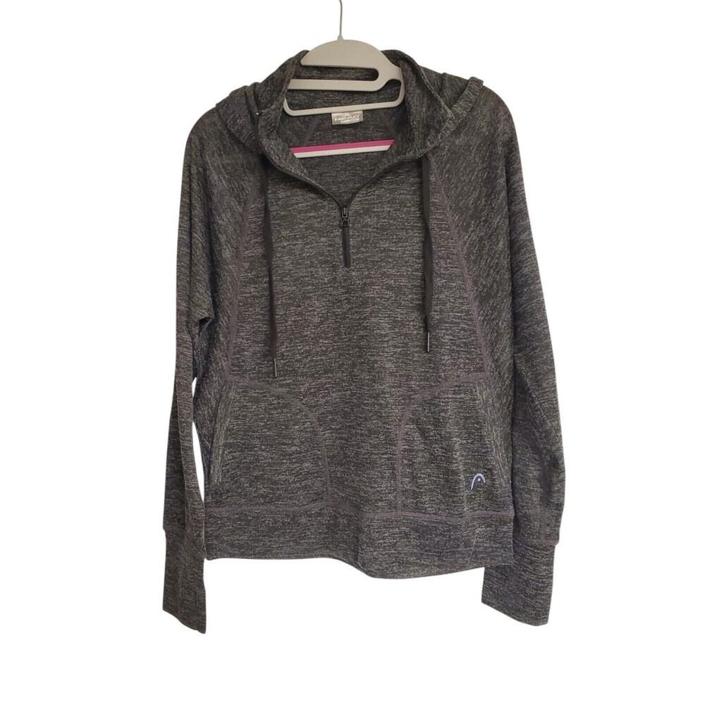Women's HEAD Lightweight Breathable Gray 1/4 Zip Hoodie with Pockets Size Small
